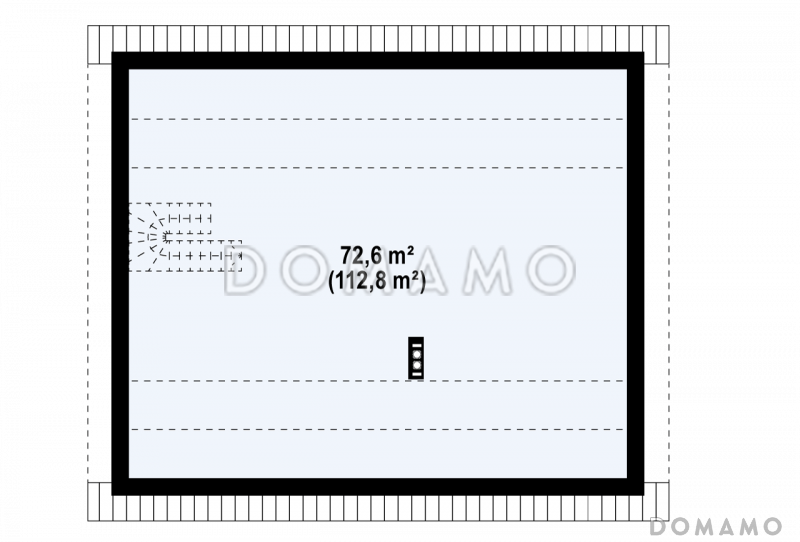 Проект простого уютного одноэтажного дома из газобетона с двумя спальнями и возможностью обустройства мансарды / План мансардного этажа