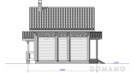 Проект бани с террасой и бильярдной   / Фасад 4