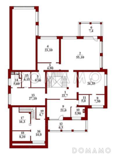 Проект двухэтажного дома с мансардой из кирпича / План 2 этажа