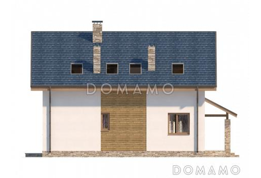 Проект  дома из пеноблоков с мансардой / Фасад 2