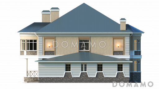 Проект двухэтажного жилого дома, запроектированного в современном стиле / Фасад 2