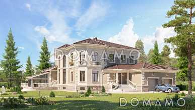 Проект дома со спортзалом, бассейном, бильярдной, просторной обеденной зоной, террасами, гаражом