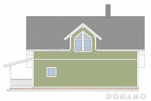 Проект каркасного дома с мансардой / Фасад 3 Проект каркасного дома с мансардой / Фасад 3