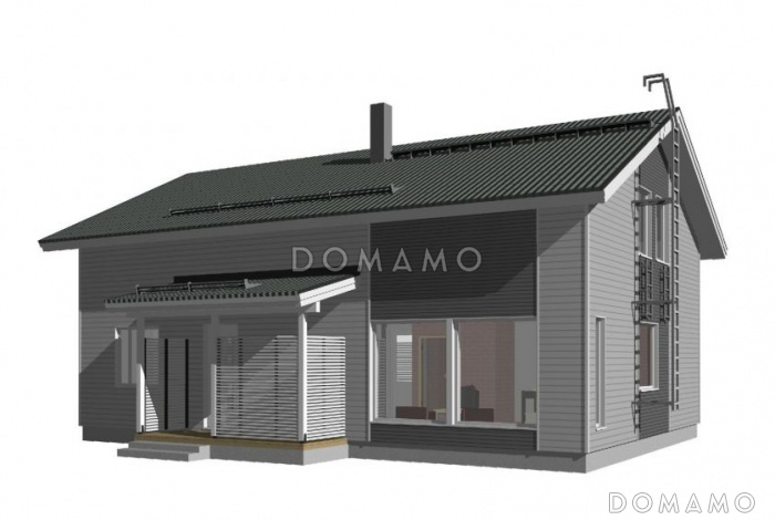 Проект каркасного дома с тремя спальнями на мансардном этаже Проект каркасного дома с тремя спальнями на мансардном этаже