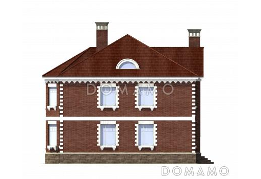 Проект кирпичного коттеджа с подвалом и мансардой / Фасад 3