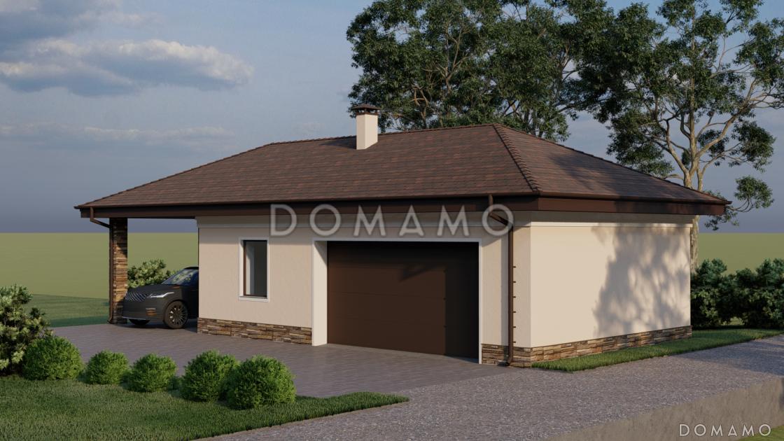 Проект кирпичного гаража с навесом на три машиноместа / 4