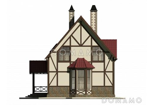 Проект практичного коттеджа в стиле фахверк / Фасад 2