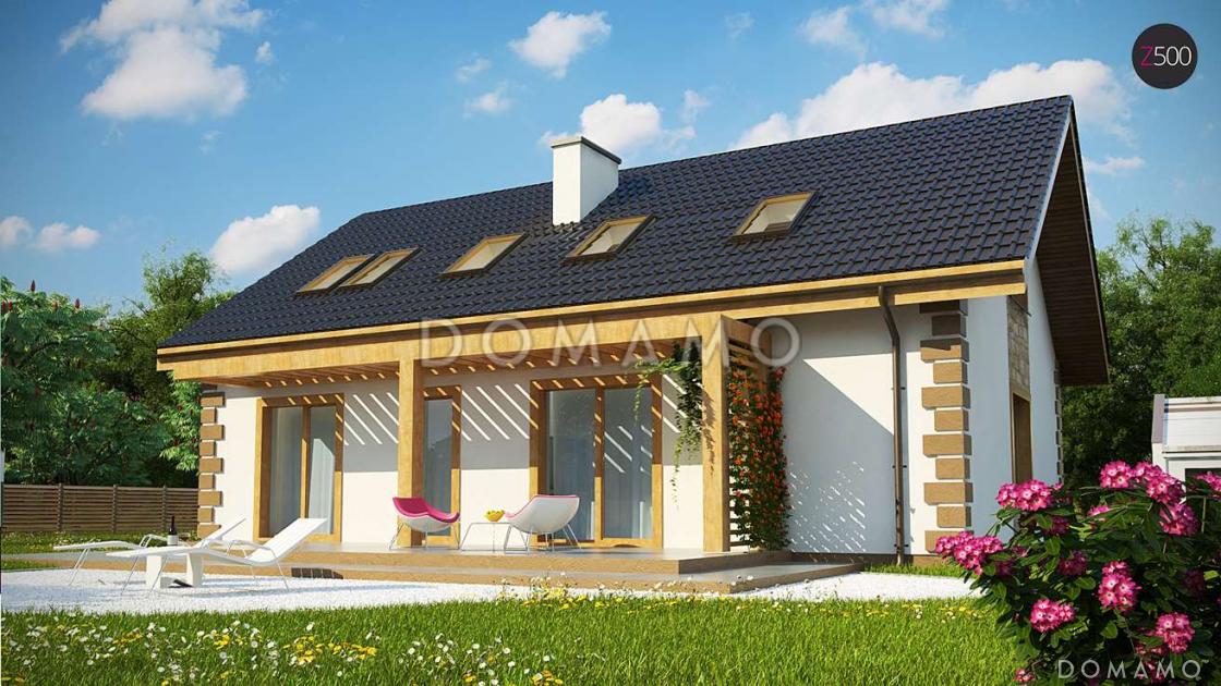 Проект одноэтажного мансардного дома из газобетона классической формы и планировки, с пятью комнатами / 2