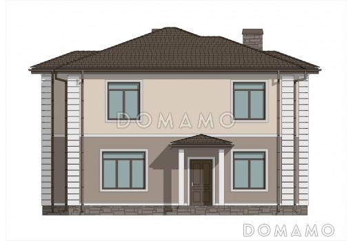 Проект двухэтажного дома с 3 спальнями, гостевой комнатой и просторной гостиной / Фасад 4