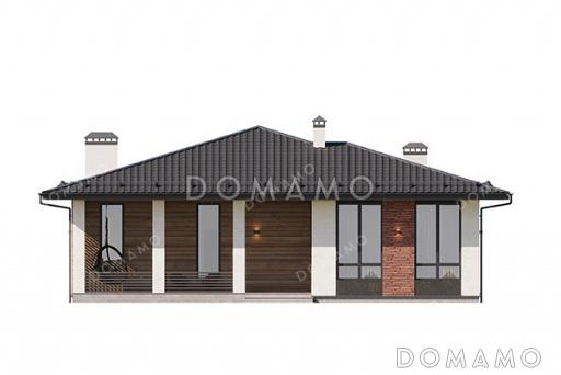 Проект дома с тремя спальнями, вместительным тамбуром и крытой террасой / Фасад 3