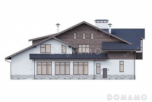 Проект дома с сауной, бассейном и зимним садом / Фасад 3