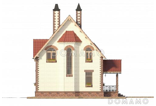 Проект практичного коттеджа из кирпича / Фасад 4