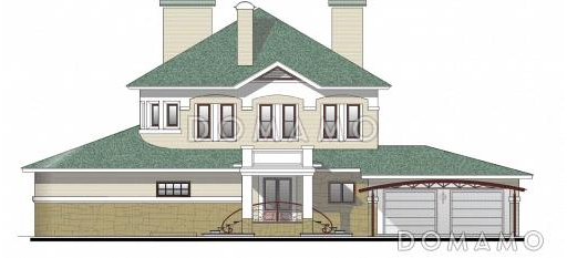 Проект большого дома с гаражом на две машины / Фасад 1