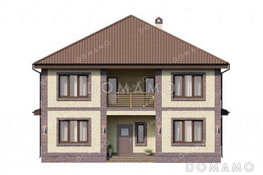 Проект дома с пятью спальнями и террасой / Фасад 1