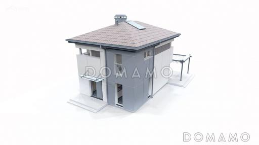 Проект эргономичного двухэтажного дома с террасой, кухней-столовой, тремя спальнями / Фасад 1