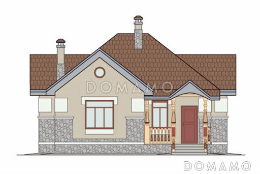 Проект одноэтажного дома из SIP панелей с многощипцовой крышей / Фасад 1