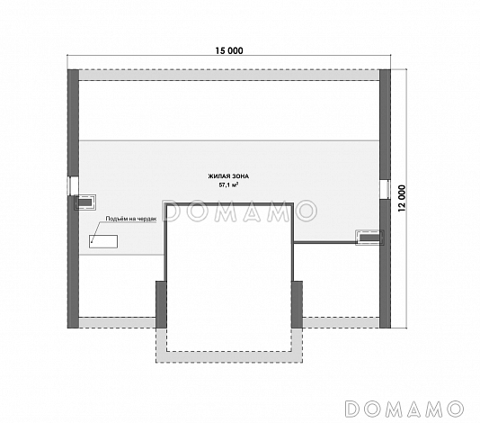 Проект дома из газобетона с мансардным этажом, верандой и 3 спальнями / План мансардного этажа