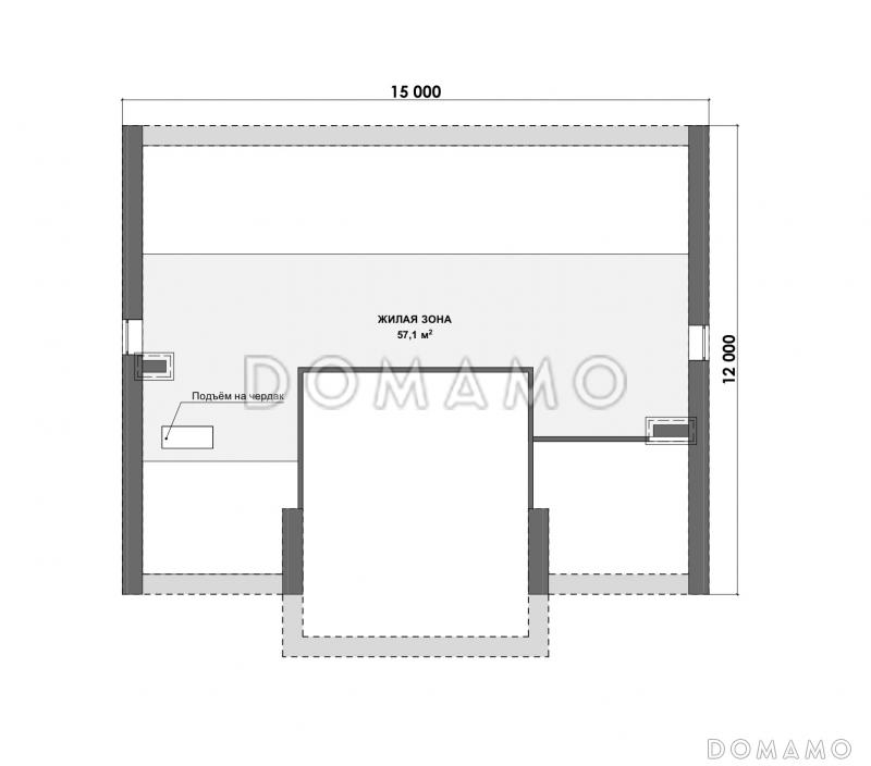 Проект дома из газобетона с мансардным этажом, верандой и 3 спальнями / План мансардного этажа