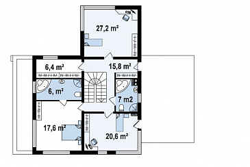 Проект современного двухэтажного дома из кирпича в стиле модерн, с террасой на втором уровне, с двухместным гаражом / План 2 этажа Проект современного двухэтажного дома из кирпича в стиле модерн, с террасой на втором уровне, с двухместным гаражом / План 2 этажа