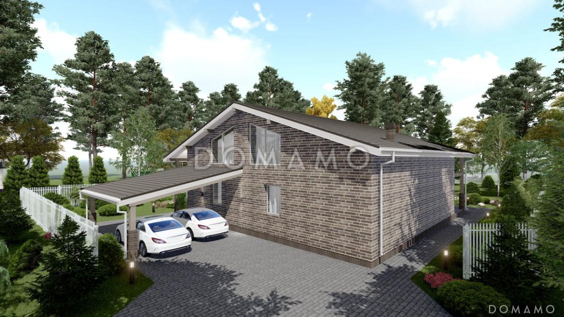 Проект большого дома с сауной, хамамом, двусветной гостиной и навесом на 2 авто / 5