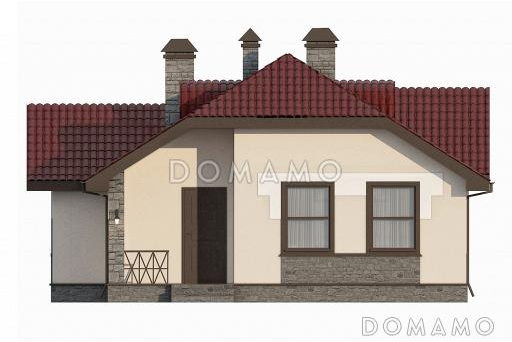 Проект дома из СИП панелей с изолированной кухней, двумя спальнями и небольшой гостиной / Фасад 2