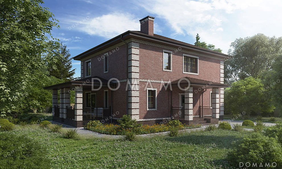 Проект двухэтажного дома с террасой и спортзалом / 1