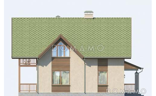 Проект дома из газобетона с навесом для автомобиля / Фасад 4