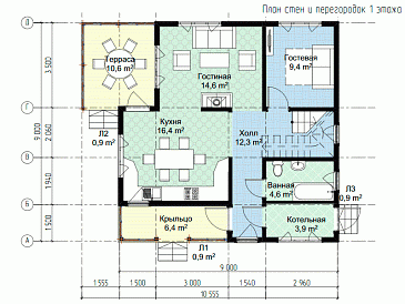Каркасный дом "Болин" / План 1 этажа