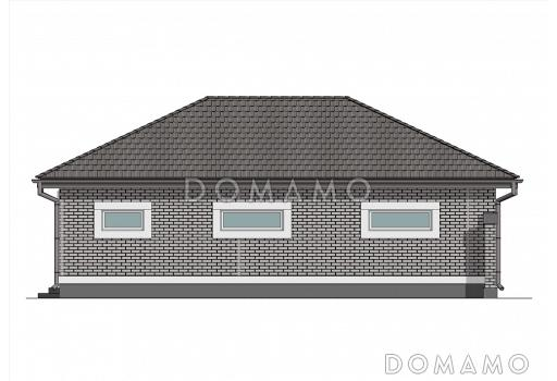 Проект двухместного гаража из газобетона с двумя хозяйственными помещениями / Фасад 2
