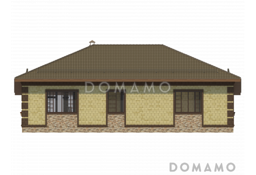 Проект одноэтажного дома с большой террасой / Фасад 3