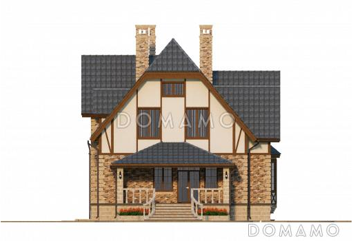 Проект особняка в стиле Тюдор из СИП панелей / Фасад 1