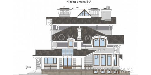 Проект современного дома из кирпича с сауной / Фасад 4