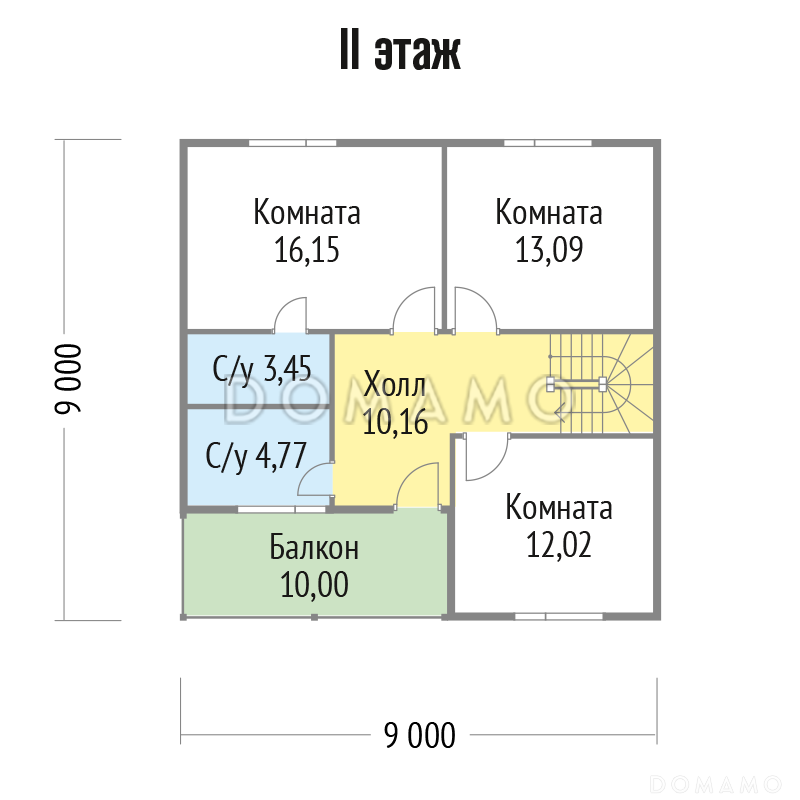 Проект каркасного дома с удобной планировкой и большим балконом / План мансардного этажа
