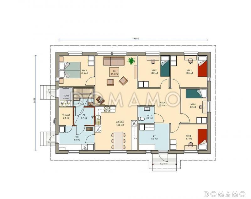 Проект современного дома с пятью спальнями / План 1 этажа