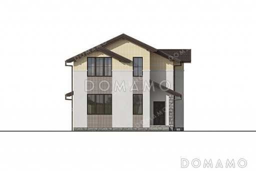 Проект одноэтажного дома с мансардой и террасой / Фасад 1