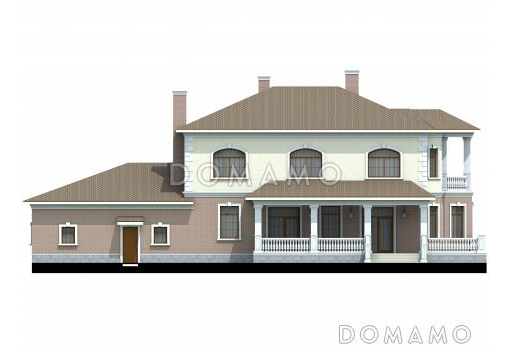 Проект солидного двухэтажного коттеджа с гаражом / Фасад 3