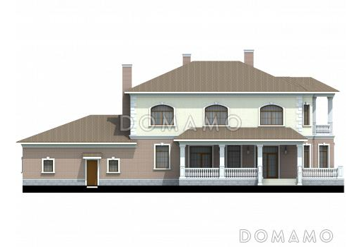 Проект солидного двухэтажного коттеджа с гаражом / Фасад 3
