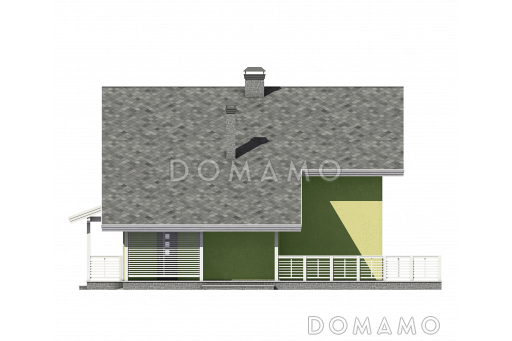 Проект современного энергоэффективного дома из газобетона / Фасад справа