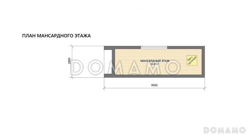 Проект каркасной беседки с крытой террасой барбекю, кухней и бильярдной / План мансардного этажа