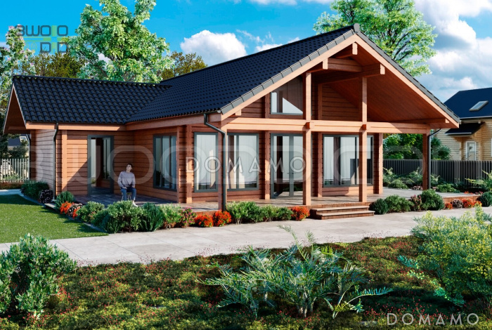 1668 - дом из клееного бруса с большой гостиной и 4 спальнями 1668 - дом из клееного бруса с большой гостиной и 4 спальнями