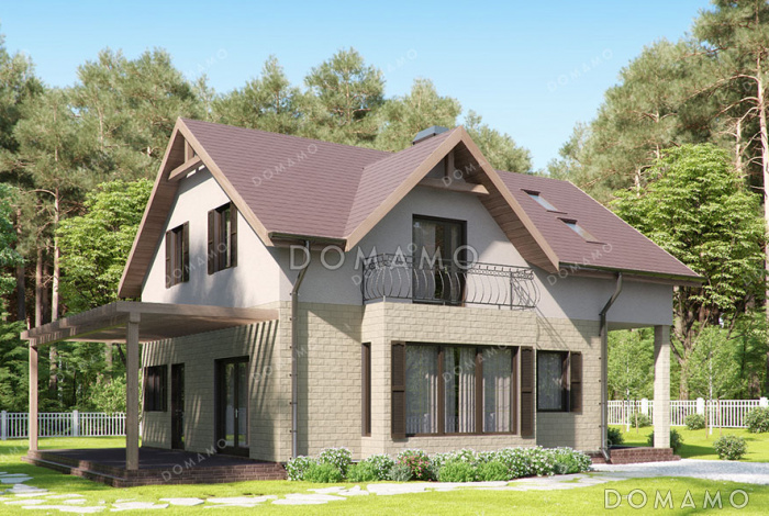 Проект дома с 3 спальнями, гостевой и просторной кухней-гостиной