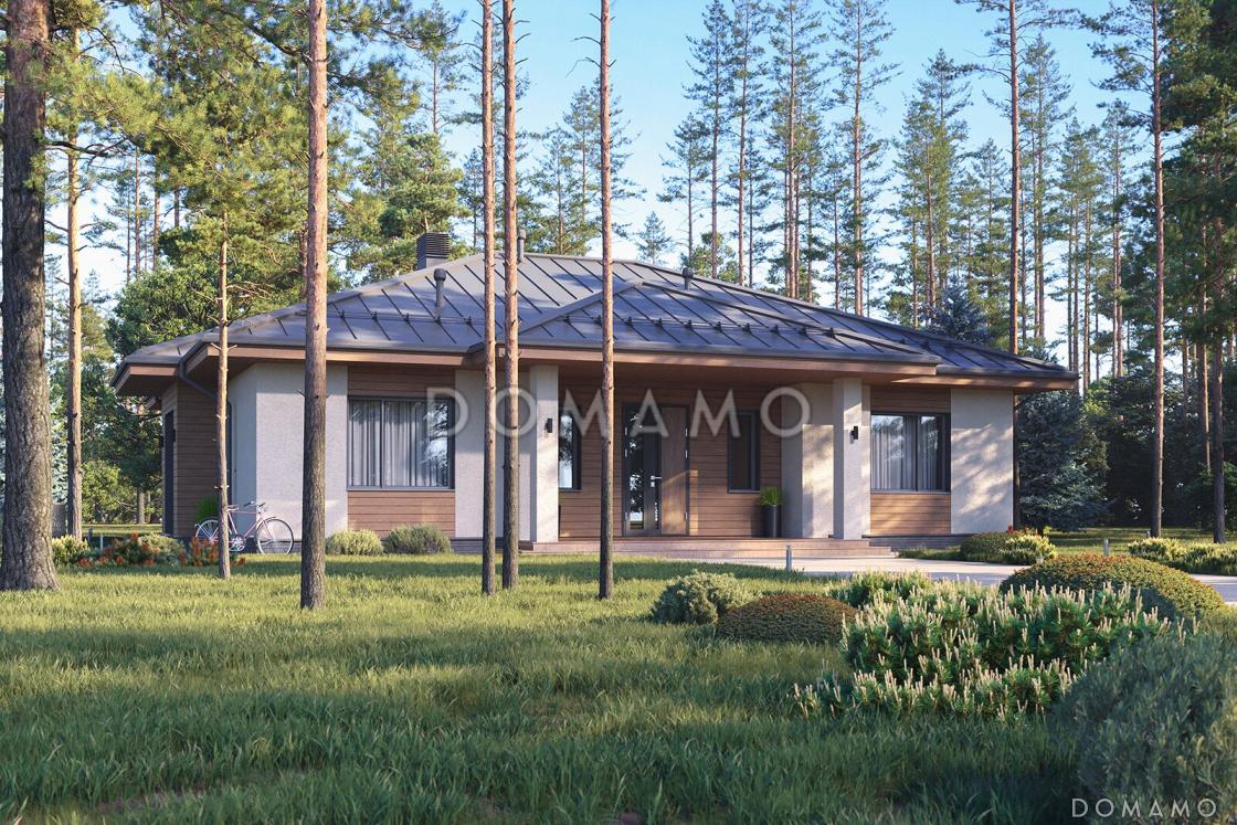 Проект кирпичного одноэтажного дома с тремя спальнями и кухней-столовой-гостиной / 11