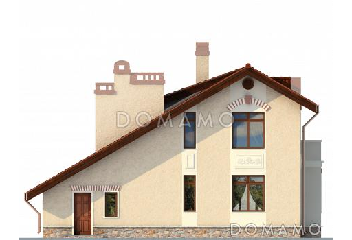 Проект двухэтажного дома из газобетона с гаражом на одну машину / Фасад 4