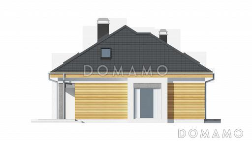 Проект мансардного дома из газобетона с двумя спальнями на первом этаже и двумя на мансарде / Фасад 4
