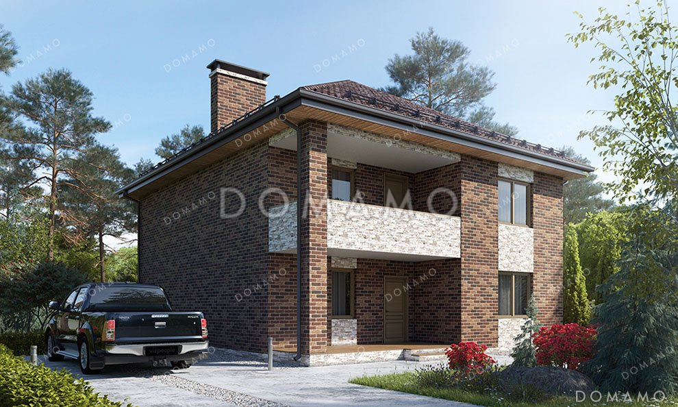 Проект двухэтажного дома с балконом / 1