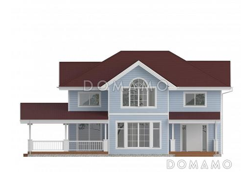 Проект каркасного дома с рационально распланированной планировкой / Фасад 1