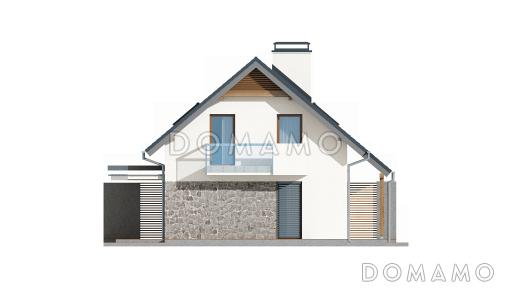 Проект одноэтажного мансардного дома из кирпича с отдельными входами для двух семей / Фасад 3