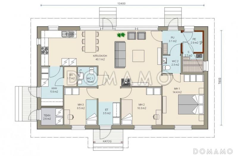 Проект уютного каркасного дома / План 1 этажа Проект уютного каркасного дома / План 1 этажа