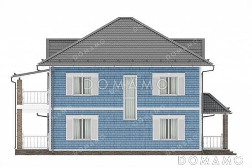Проект двухэтажного дома с террасой и гаражом / Фасад 3