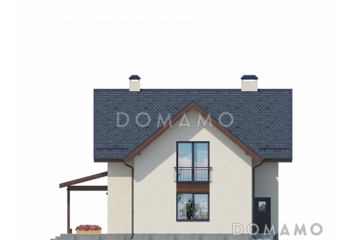 Проект лаконичного дома с гибкой, серой черепицей / Фасад 4